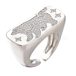 Adjustable Brass Micro Pave Clear Cubic Zirconia Open Cuff Rings&nbsp;ZIRC-I049-34