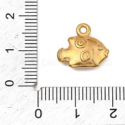 海をテーマにした304ステンレススチールチャーム  カドミウムフリー＆鉛フリー  魚  13x14x3.7mm  穴：1.6mm&nbsp;STAS-I356-03G-01