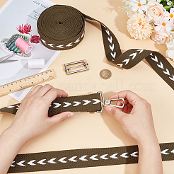 5 Yards Polycotton Jacquard Arrow Ribbon&nbsp;OCOR-WH0078-170B