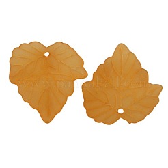 秋のテーマ オレンジつや消し透明アクリル リーフ ペンダント  約24mm長  22.5 mm幅  厚さ3mm  穴：1mm&nbsp;X-PAF002Y-13