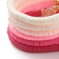Handmade Polymer Clay Heishi Beads Stretch Bracelets Set with Heart Pattern Beads for Women&nbsp;BJEW-JB07449