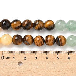 Chakra Natural Red Jasper & Yellow Jade & Green Aventurine & Tiger Eye & Sodalite & Amethyst Beads Strands&nbsp;G-NH0002-E02-10mm