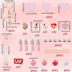 Valentine's Day DIY Alloy Enamel & Wood Beadable Bar Keychain Making Kit&nbsp;DIY-SC0025-94