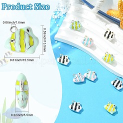 12本6色合金エナメルチャーム  魚  ミックスカラー  13.5x15.5x5.5mm  穴：1.6mm  2個/カラー&nbsp;ENAM-CJ0007-49