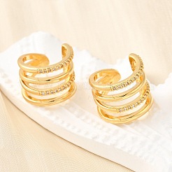 Brass Micro Pave Clear Cubic Zirconia Cuff Earrings&nbsp;EJEW-K309-08G