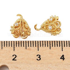 真鍮マイクロパヴェキュービックジルコニアヒートンキャップ  片穴パーツ用  花  18KGP本金メッキ  10.5mm  穴：1.5mm  ピン：0.7mm&nbsp;KK-V015-31G-01