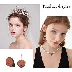 15 Pairs Walnut Wood Teardrop Stud Earring Findings&nbsp;EJEW-SC0001-29