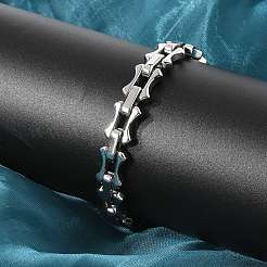 304ステンレススチール製ボーンリンクチェーンブレスレット、女性・男性用  ステンレス鋼色  8-3/8インチ（21.3cm）&nbsp;BJEW-F488-65P