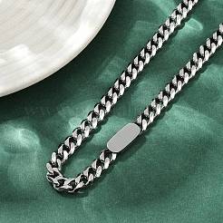 7mm 304ステンレススチール製キューバンリンクチェーンネックレス（女性・男性用）  変色しない  ステンレス鋼色  21.30インチ（54.1cm）&nbsp;NJEW-Z093-03P