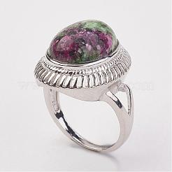 Natural Ruby in Zoisite Finger Rings&nbsp;RJEW-P122-19