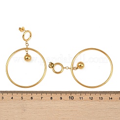304ステンレススチールリングダングルスタッドピアス  ゴールドカラー  61.5x42mm&nbsp;EJEW-K268-34G