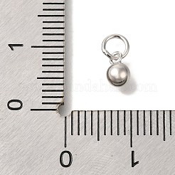 ロジウムメッキ スターリングシルバー ラウンドチャーム 925 個  変色防止  丸カン付き  プラチナ  6x4mm  穴：3mm&nbsp;STER-G043-08A-P