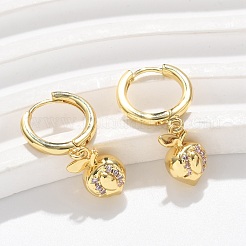 Brass Cubic Zirconia Hoop Earrings&nbsp;EJEW-Q015-01G-C