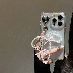 3個 3スタイル プラスチックパール&アクリルキーホルダー  プラチナ  120~195mm  1個/スタイル&nbsp;KEYC-HY0001-29