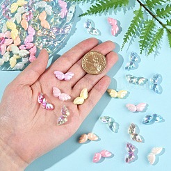 60個 2スタイル 透明&不透明 UVメッキアクリルビーズ  虹色の  翼  ミックスカラー  9.5x21.5~22x6.5mm  穴：1.8~2mm  30個/スタイル&nbsp;PACR-YW0001-30