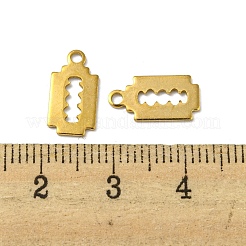 イオンプレーティング（IP）304ステンレススチールチャーム  ブレードチャーム  レーザー切断  18KGP本金メッキ  13x7x1mm  穴：1.5mm&nbsp;STAS-P341-28G