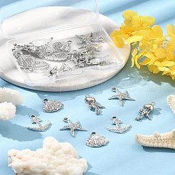 25 個 5 スタイル合金クリスタルラインストーンペンダント  ラックめっき  カドミウムフリー＆ニッケルフリー＆鉛フリー  プラチナ  14.5~19.5x7.5~15x1.5~6.5mm  穴：1.6~2mm  5個/スタイル&nbsp;FIND-FS0004-10