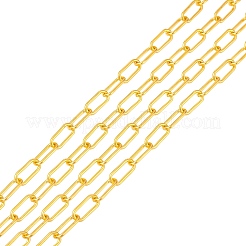 溶接されていない鉄のペーパークリップチェーン  描かれた細長いアズキチェーン  ゴールドカラー  14x6x1.4mm  約40cm / 45cm / 50cm / 55cm  1連売り/セット  4インチ（6.23m）/セット&nbsp;CH-FS0001-01G