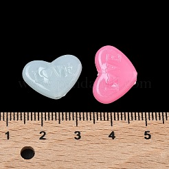 プラスチックビーズ  模造ゼリー  単語「love」付けのハート  ミックスカラー  12.5x17.5x5mm  穴：1.6~1.8mm  約781個/500g&nbsp;KY-F023-08C