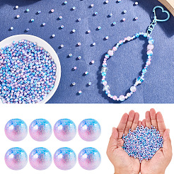 ABSプラスチックパール調ラウンドビーズ  ディープスカイブルー  4mm  穴：1.5mm  1200個/セット&nbsp;SACR-SP0001-31A-02