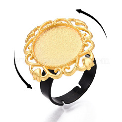 Adjustable Rhombus Alloy & Iron Bezel Cup Ring Base with Rotatable Tray&nbsp;MAK-T012-02G