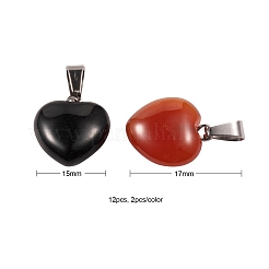 12Pcs 6 Style Natural Gemstone Pendants&nbsp;G-LS0002-10
