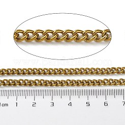 ラックメッキアルミニウムカーブチェーン  ツイストチェーン  溶接されていない  スプールで  ゴールドカラー  5x4x1mm  約328.08フィート（100m）/ロール&nbsp;CHA-H001-09G