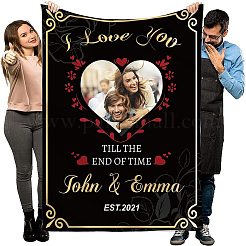 Semi-Custom Double Sided Rectangle with Word Flannel Fabric Blanket&nbsp;DIY-WH0267-016