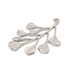 304ステンレスペンダント  葉のチャーム  ステンレス鋼色  41.5x28.5x1.5mm  穴：1.8mm&nbsp;STAS-Z199-12P-03