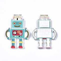 透明プリントアクリルパーツ  ロボットの形  ライトブルー  44.5x30.5x3mm  穴：1.5mm&nbsp;KY-S163-178