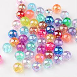 透明なアクリルビーズ  ラウンド  ABカラー  ミックスカラー  8mm  穴：1.5mm&nbsp;X-PL734M