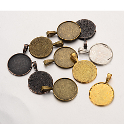 チベット風合金カボションセッティングペンダント  プレーンエッジベゼルカップ  無鉛の  ミックスカラー  トレイ：24mm  38x27x2mm  穴：5x9mm&nbsp;TIBEP-20474-M-LF