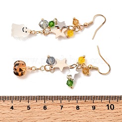 合金樹脂ダングルピアス  ゴースト＆カボチャ  ゴールドカラー  左右  ゴールドカラー  61.5~63mm&nbsp;EJEW-P319-02G
