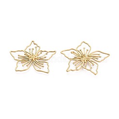 中空 304 ステンレス ペンダント  花のチャーム  イオンプレーティング（ip）  18KGP本金メッキ  42x45x2mm  穴：15x11.5mm&nbsp;STAS-T068-92G