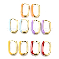 楕円形の真鍮フープピアス  エナメル  カドミウムフリー＆鉛フリー  ラックめっき  長持ちメッキ  18KGP本金メッキ  20.5x13.5x3mm&nbsp;EJEW-D314-03G