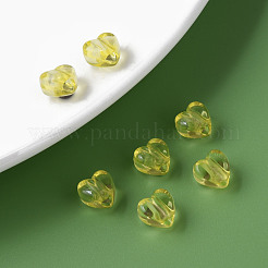 透明なアクリルビーズ  ハート  きいろ  8x8.5x5.5mm  穴：2.5mm  約2030個/500g&nbsp;MACR-S373-95-B03