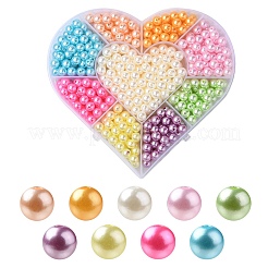 9 Style Spray Painted ABS Plastic Imitation Pearl Beads&nbsp;OACR-YW0001-42