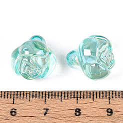 電気メッキ透明アクリルビーズ  花  ターコイズ  15x13.5x14.5mm  穴：3.2mm&nbsp;PACR-CJC0008-08B