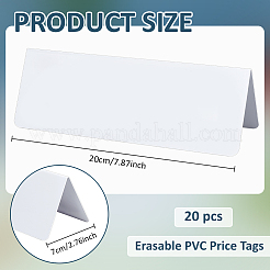 卓上用消せるPVC値札  長方形  ホワイト  20x7cm&nbsp;AJEW-WH0481-34