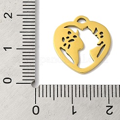 201ステンレススチールペンダント5個  レーザー切断  地図付きハートチャーム  18KGP本金メッキ  17x16x1mm  穴：2x1mm&nbsp;LS-STAS-Z068-03G