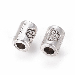 チベット風スペーサービーズ  カドミウムフリー＆鉛フリー  コラム  花柄  アンティークシルバー  5x3.5mm  穴：1mm  約4000個/1000g&nbsp;LF0408Y-AS-RS
