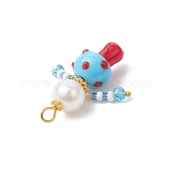 3Pcs 3 Colors Glass Seed Beaded Mushroom Human Pendants&nbsp;PALLOY-MZ00825