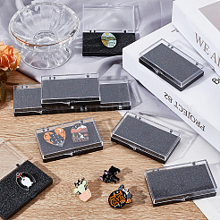 プラスチックバッジ収納ボックス  バッジギフトケース（黒いスポンジ付き）  長方形  5.2x8x1.55cm  内径：4.2x7.6のCM&nbsp;CON-WH0086-121A