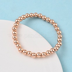 Brass Round Beaded Stretch Bracelets for Men Women&nbsp;BJEW-B148-05D-RG