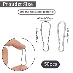 304ステンレススチールプッシュゲートスナップキーチェーン留め金50個  ステンレス鋼色  30x10x2mm&nbsp;STAS-SP0001-98