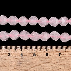 天然石ローズクォーツビーズ連売り  スターカットラウンドビーズ  多面カット  7~8x7~8x7~8mm  穴：1mm  約46~47個/連  14.72''~15''（37.4~38.1センチメートル）&nbsp;G-Z119-A41-02