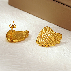 Simple 304 Stainless Steel Seashell Stud Earrings&nbsp;NE7504