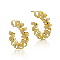 女性用真鍮スパイラルスタッドピアス  22KGP本金メッキ  37.5x10mm&nbsp;EJEW-A121-21G