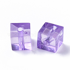 透明なアクリルビーズ  キューブ  ミックスカラー  7.5x7.5x7.5mm  穴：1.8mm  約1100個/500g&nbsp;TACR-T004-08
