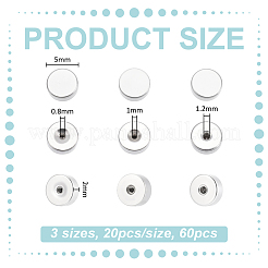 60Pcs 3 Styles 304 Stainless Steel Pierced Earring Backs Replacement&nbsp;FIND-ME0002-84
